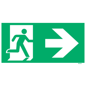 Flugtvej skilt med pil til hjre