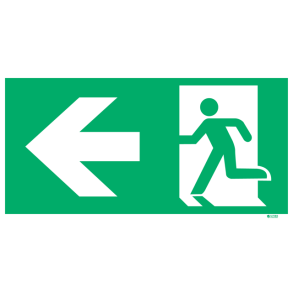Flugtvej skilt med pil til venstre