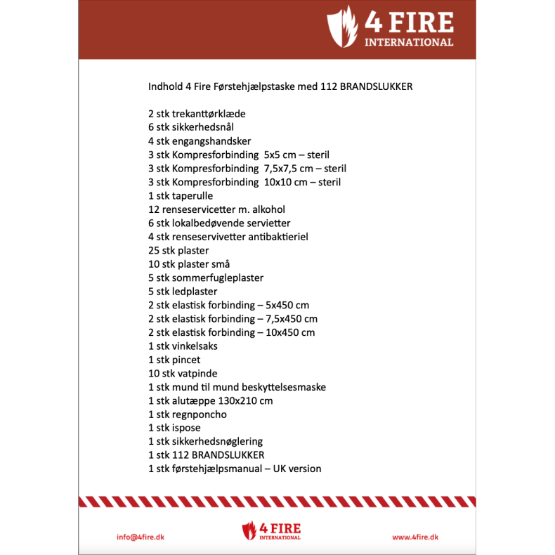 FRSTEHJLPSTASKE M. 112 BRANDSLUKKER  &amp; SIKKERHEDSNGLERING (DIN 13 164)