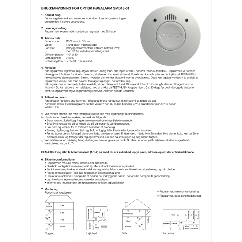 4 FIRE RGALARM 10 RS BATTERI &amp; KVIKMONTAGE